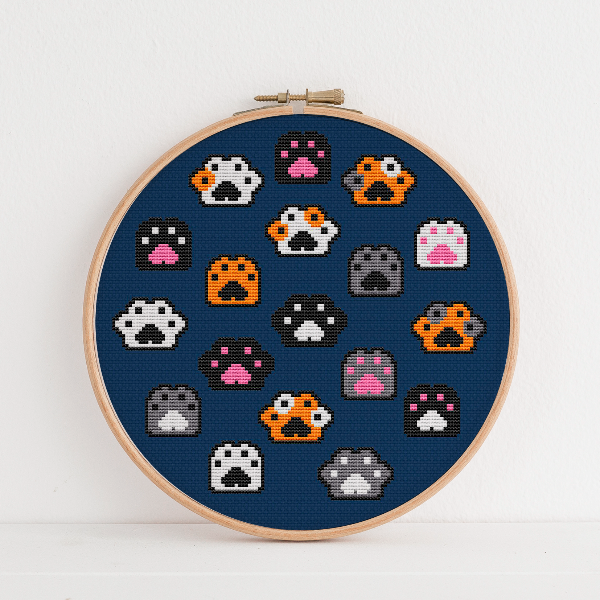 modern cat cross stitch pattern