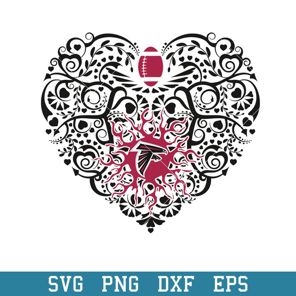 Atlanta Falcons Heart Floral Svg, Atlanta Falcons Svg, NFL Svg, Png Dxf Eps Digital File.jpeg