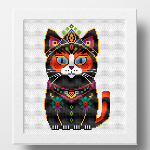 modern cat cross stitch pattern