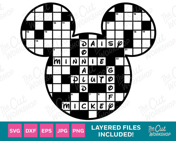 Mickey Ears Checkered Crossword Puzzle Style   SVG Clipart Digital Download Sublimation Cricut Cut File Png Dxf Eps Jpg - 1.jpg