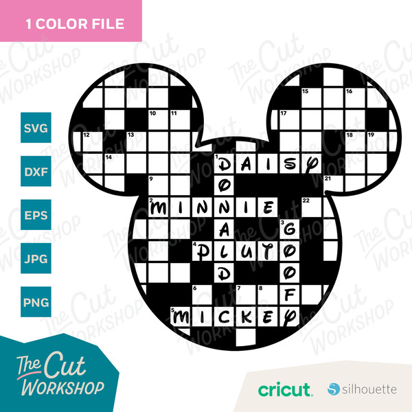 Mickey Ears Checkered Crossword Puzzle Style   SVG Clipart Digital Download Sublimation Cricut Cut File Png Dxf Eps Jpg - 2.jpg
