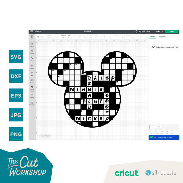 Mickey Ears Checkered Crossword Puzzle Style   SVG Clipart Digital Download Sublimation Cricut Cut File Png Dxf Eps Jpg - 5.jpg