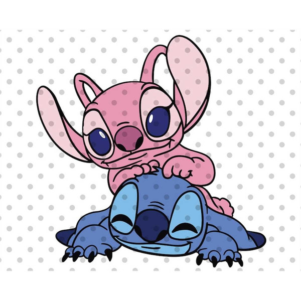 Stitch in Love Svg, Stitch couple svg, angel svg, stitch ang