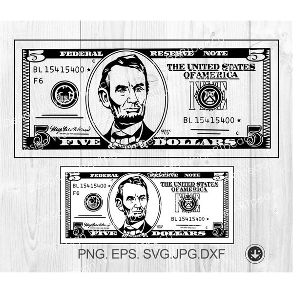 5 Dollar Bill SVG File,Five Dollars Money SVG,Cash Money Sig - Inspire ...