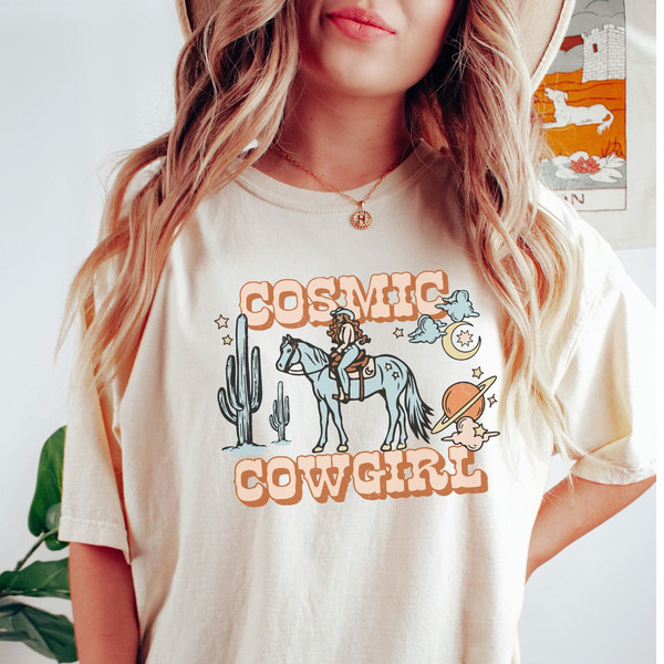 Cosmic Cowgirl, Cute Cowgirl Shirt, Space Cowgirl Shirt, Trendy Western Shirts, Retro Shirts, Rodeo Shirt, Aesthetic Clothes - 1.jpg