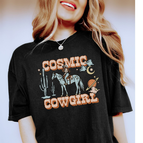 Cosmic Cowgirl, Cute Cowgirl Shirt, Space Cowgirl Shirt, Trendy Western Shirts, Retro Shirts, Rodeo Shirt, Aesthetic Clothes - 2.jpg