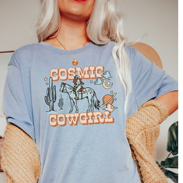 Cosmic Cowgirl, Cute Cowgirl Shirt, Space Cowgirl Shirt, Trendy Western Shirts, Retro Shirts, Rodeo Shirt, Aesthetic Clothes - 3.jpg