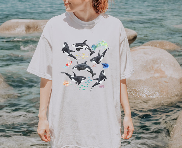 Ocean Explorer Shirt, Sealife T shirt, Save the Whales Shirt, Nostalgic 90s Shirt, Marine Biology, Oversize Tee, Beach Coverup - 2.jpg