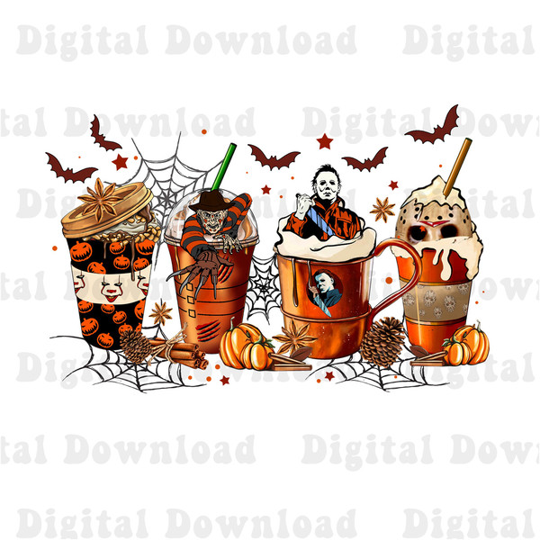 Halloween Horror Coffee Png, Coffee Lover Png, Halloween Pumpkin Latte Drink Cup Png, Happy Halloween Png - 1.jpg