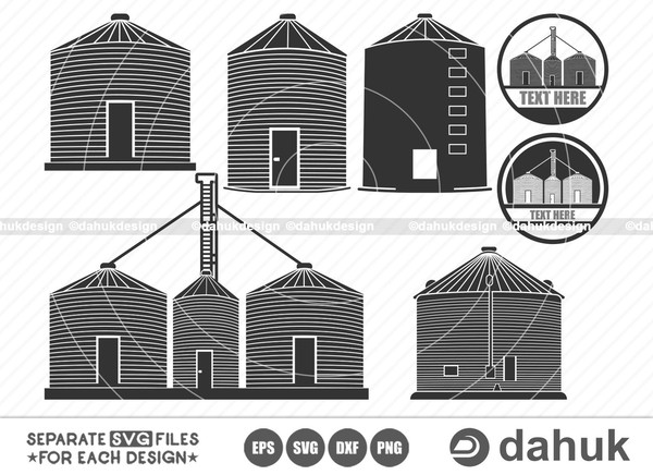 Grain Bin SVG, Feed Bin SVG, Grain Elevator SVG, Grain Bin Vector, Cut file, for silhouette, svg, eps, dxf, png, clipart cricut design space - 1.jpg