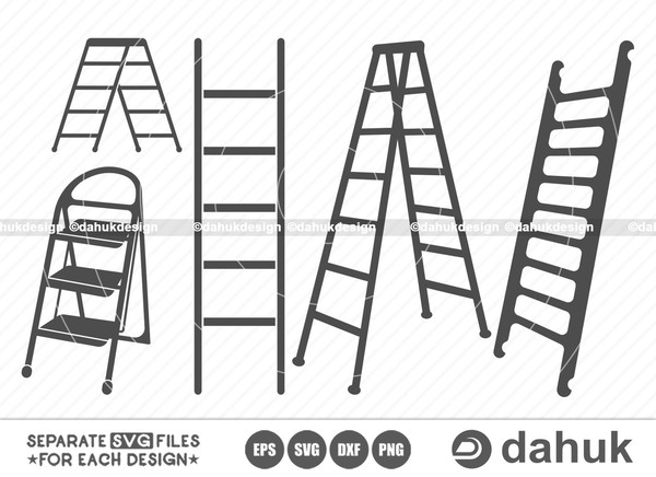 Ladder SVG Cut Files, Step SVG, Ladder Step SVG, Step Ladder, Cut file, for silhouette, svg, eps, dxf, png, clipart cricut design space - 1.jpg