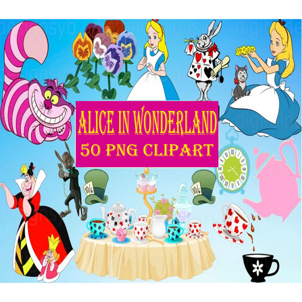 12 Alice in Wonderland Digital Paper, Disney Paper, Alice Sc - Inspire ...