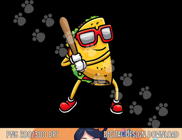 Taco Playing Baseball Mexican Cinco De Mayo Kids Men png, sublimation.jpg