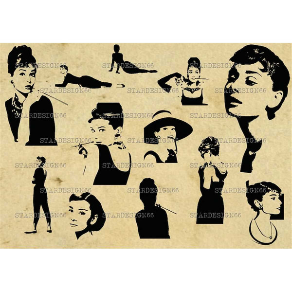 Digital SVG PNG JPG Audrey Hepburn, silhouette, vector, clip - Inspire ...