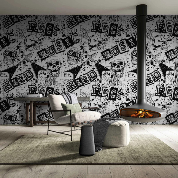 Graffiti Art Music Collage Wallpaper Wall Mural