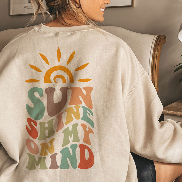 Sunshine On My Mind SVG PNG Sublimation - Retro Vacation Shirt Png, Groovy Summer Design - Beach Motivational svg, Positive Summer DTF Dtg - 2.jpg
