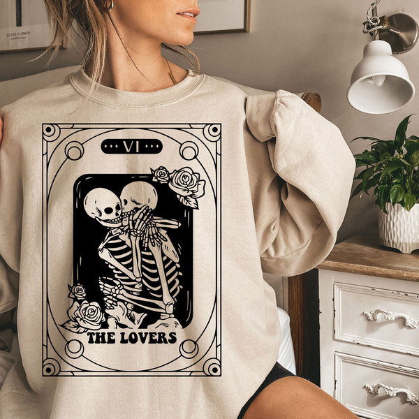 The Lovers tarot card SVG, The lovers svg, The Lovers SVG, Skeleton Love Tarot Card SVG, Skeleton love Valentine svg - 2.jpg