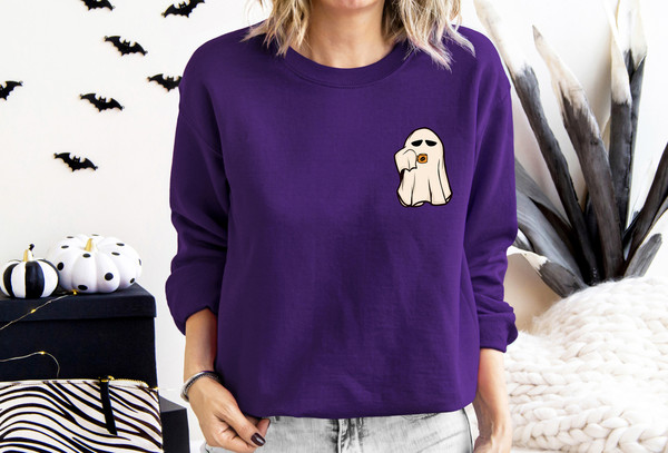 Ghost Coffee Halloween Sweatshirt, Halloween Coffee Shirt, Retro Ghost Shirt, Spooky Season, Halloween Crewneck, Halloween Shirt - 2.jpg