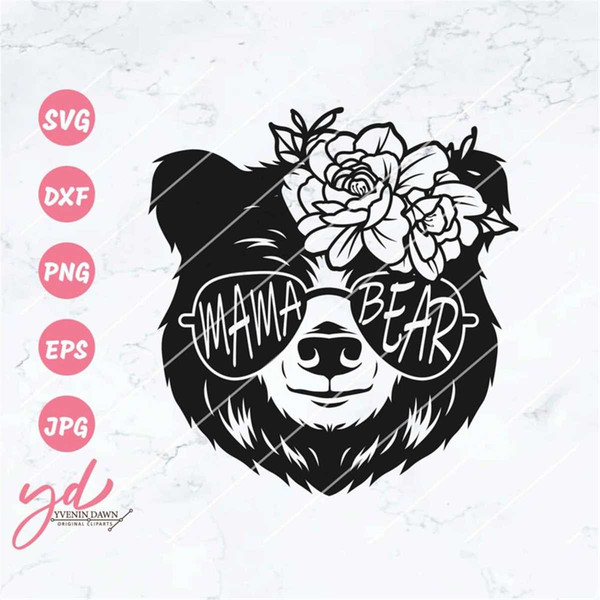 Mama Bear Svg Png | Bear Svg | Bear Face with Glasses Svg | Bear Mama Svg |  Mom Life Svg | Mother's Day Svg | Mom Svg 