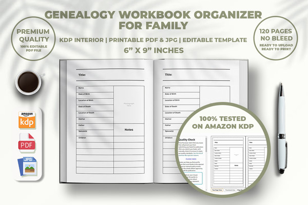 Genealogy Organizer Notebook KDP Interior - Inspire Uplift