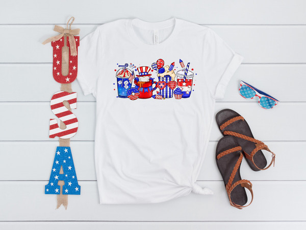 4th of July Coffee Shirts, Iced Coffee Shirt, coffee lover gift, red white and blue,  fourth of july shirt, patriotic shirt, merica shirt, - 1.jpg