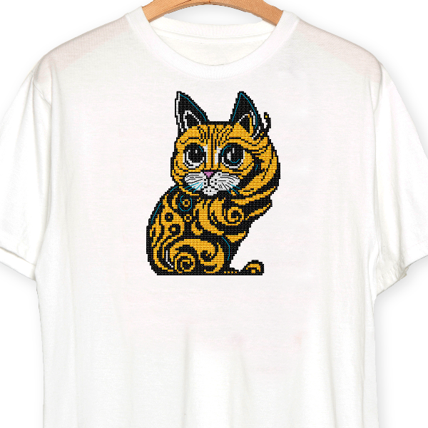 cat cross stitch pattern t-shirt