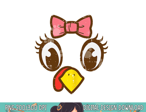 Turkey Face Eyelashes Ribbon Cute Thanksgiving Girls Women png, sublimation copy.jpg