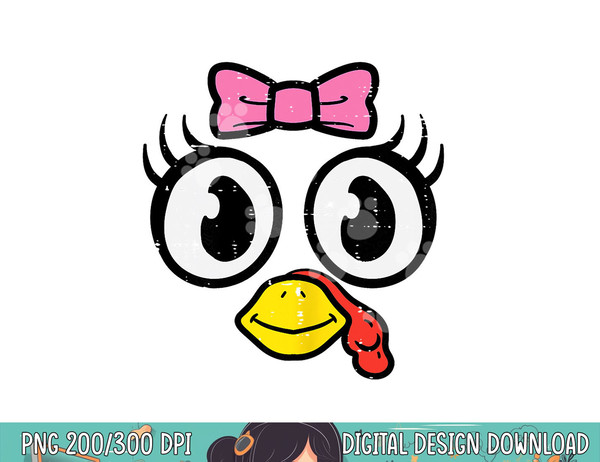 Turkey Face Ribbon Cute Happy Thanksgiving Women Girls Kids png, sublimation copy.jpg