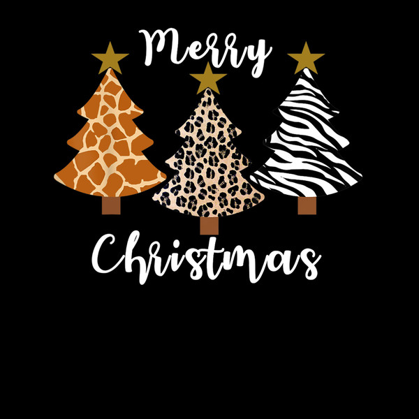 Merry Christmas Animal Leopard Zebra Giraffe Print Tree xmas T-Shirt.jpg