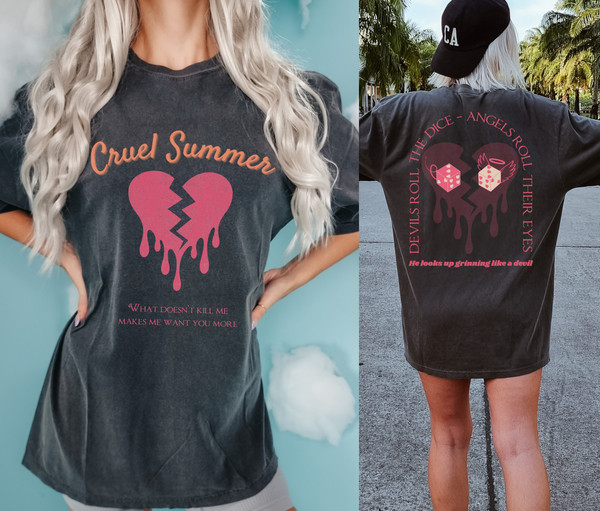 Comfort Colors Cruel Summer Bleeding Heart Tshirt Taylor Swift Lover Merch The Eras Tour Concert Tee Devils Angels Roll Swiftees Swiftie - 2.jpg