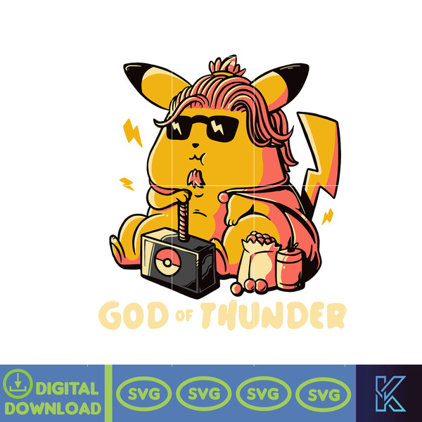 Pikachu God Of Thunder svg, png, dxf, Instant Download - Inspire Uplift