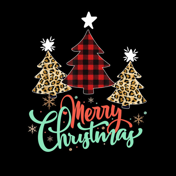 Women Leopard Plaid Christmas Tree Merry Christmas T-Shirt.jpg