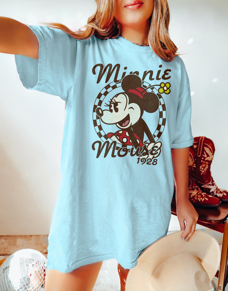 Vintage Minnie Mouse 1928 Shirt, Retro Disney Minnie 1928 Shirt, Classic Minnie Checkered Shirt, Disney Character Shirt, Disney Family Shirt - 6.jpg