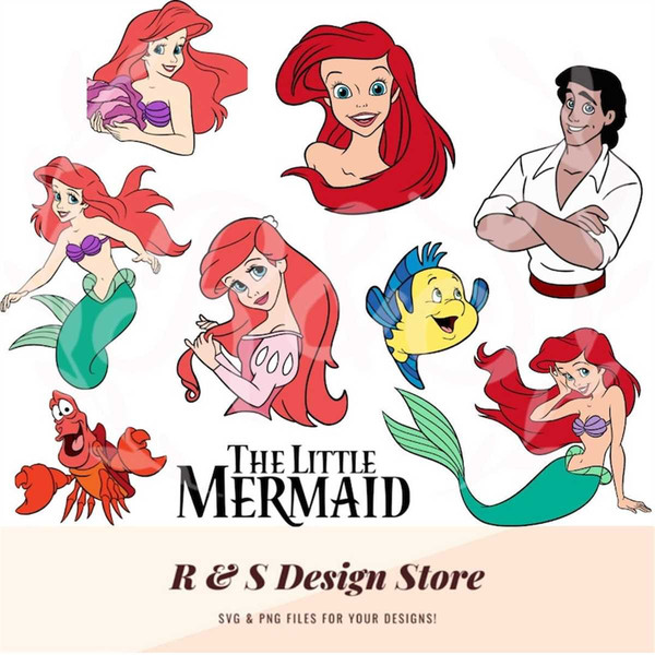 mermaid, fish, crab, prince, princess, film, svg, png. - Inspire Uplift