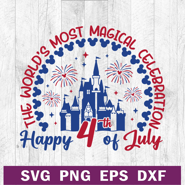 Happy 4th of july disney castle SVG