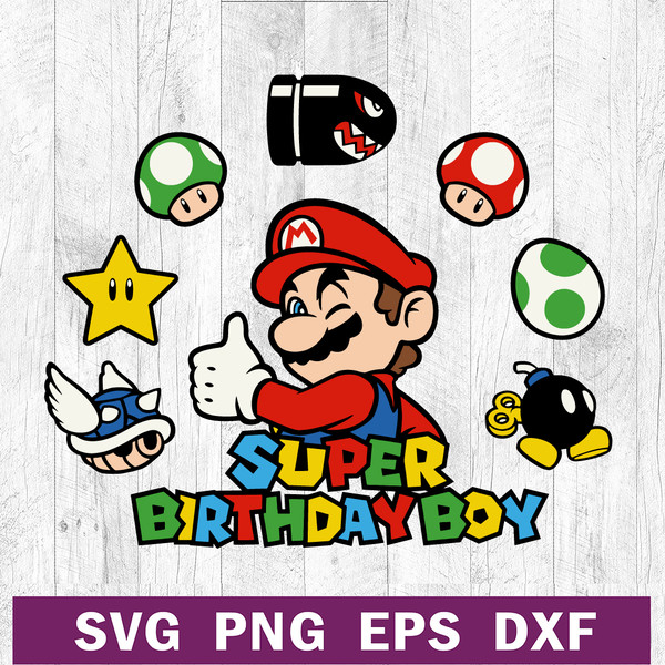 Super mario birthday boy SVG