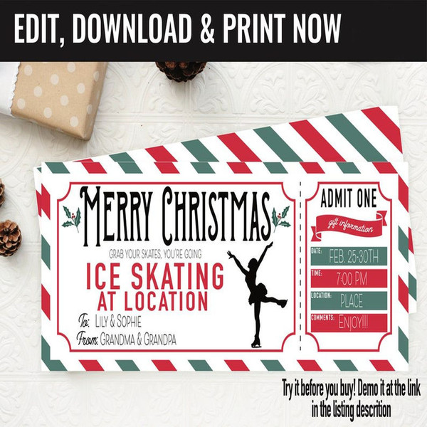 Christmas Ice Skating Lessons Surprise Gift Voucher, Figure - Inspire Uplift