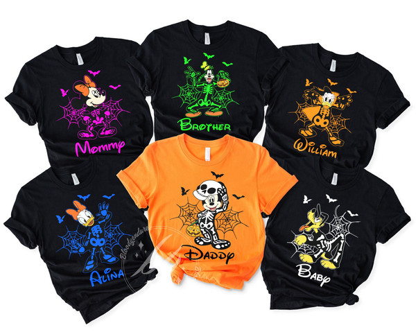 Personalized Disney Skeleton Halloween shirt, Halloween Mickey & friends shirt, Mickey's Not-So-Scary Halloween Party, Family Matching Shirt - 1.jpg