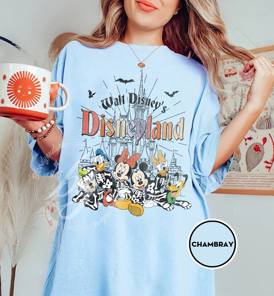 Vintage Mickey Minnie Halloween Shirt, Walt Disney's Disneyland Halloween Comfort Colors T-shirt, Retro Disney Castle, Mickey and Friends - 5.jpg