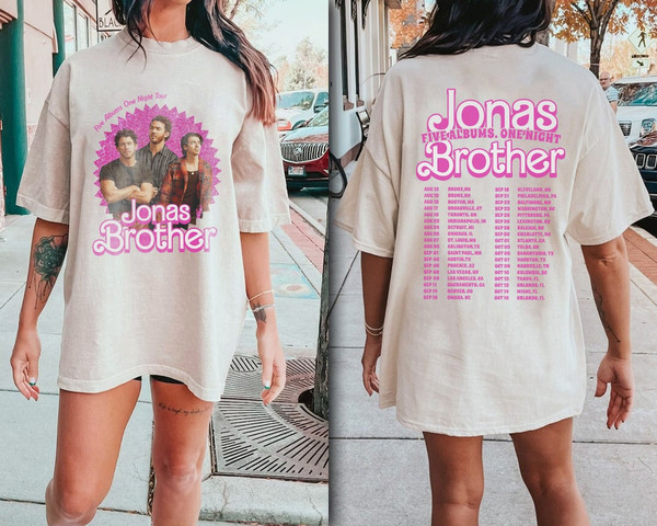 Comfort Colors®  Jonas Brothers Barbi Shirt, Jonas Brothers Five Albums One Night Tour Shirt, Jonas Brothers Merch Sweatshirt, JB gift - 2.jpg