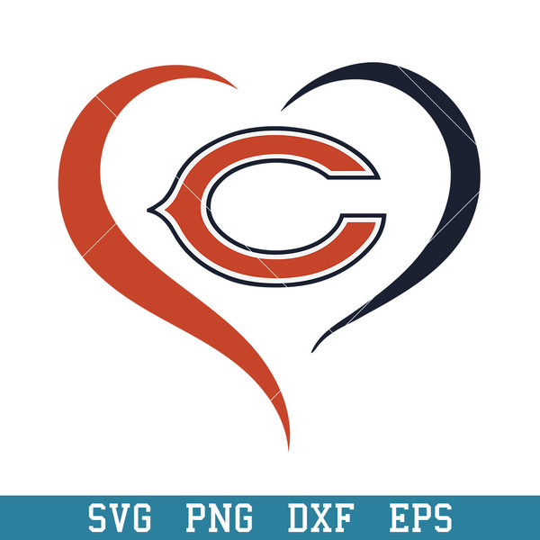 Chicago Bears Baseball Heart Svg, Chicago Bears Svg, NFL Svg, Png Dxf Eps Digital File.jpeg