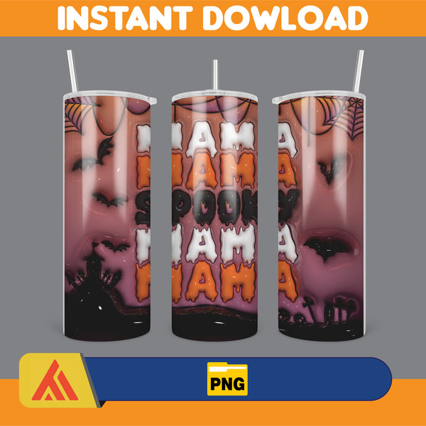 3D Inflated Halloween Season Sublimation Tumbler Design Download PNG, 20 Oz Digital Tumbler Wrap PNG (106).jpg