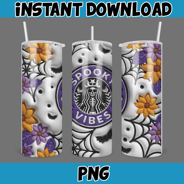 3D Inflated Halloween Season Sublimation Tumbler Design Download PNG, 20 Oz Digital Tumbler Wrap PNG (18).jpg