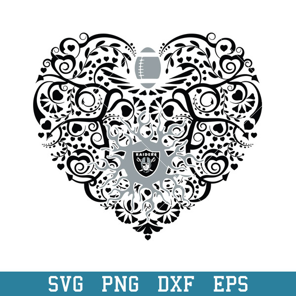 Las Vegas Raiders Heart Floral Svg, Las Vegas Raiders Svg, NFL Svg, Png Dxf Eps Digital File.jpeg