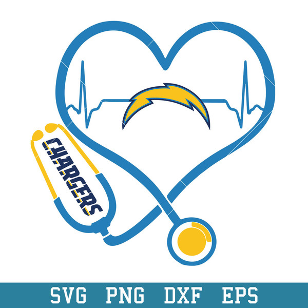 Stethoscope Heart Los Angeles Chargers Svg, Los Angeles Chargers Svg, NFL Svg, Png Dxf Eps Digital File.jpeg