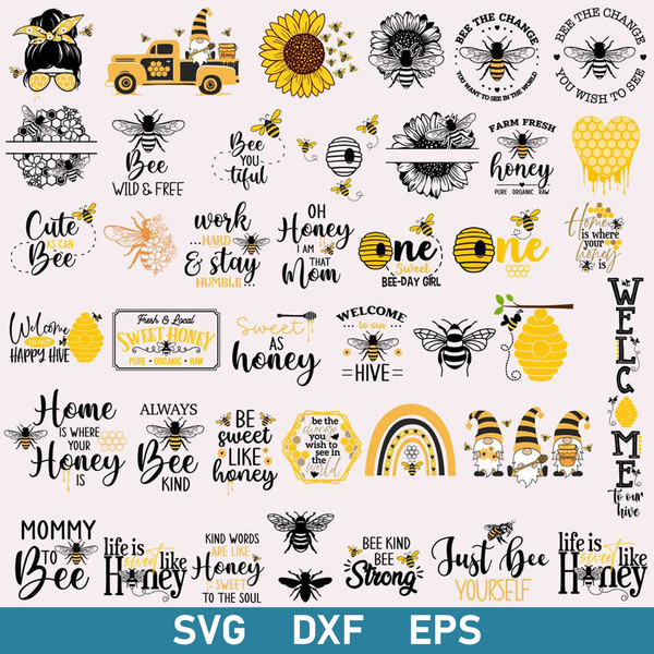 Bee Bundle Svg, Bumble Bee Svg, Honey Bee Svg, Bee Svg, Bee Funny Svg, Dxf Eps Digital File.jpg