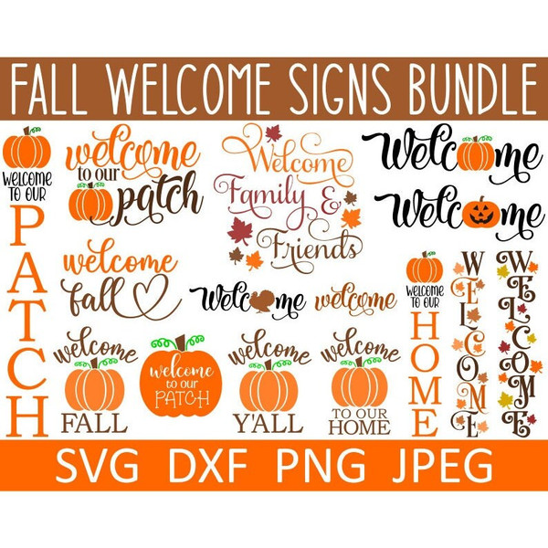 Fall SVG Bundle, Fall Porch Sign, Fall Door Welcome Sign, Digital Download, Cut Files, Sublimation (15 individual svgdxfpngjpeg files) - 1.jpg