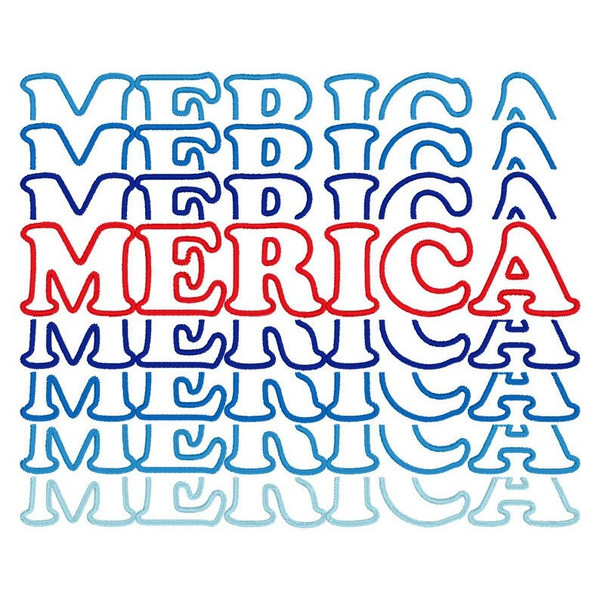 America Embroidery Design, Merica Stacked MACHINE EMBROIDERY, Happy 4th of July, Digital Download, 4x4, 5x7, 6x10 Hoop - 1.jpg