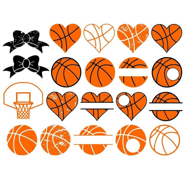 Basketball SVG Bundle, Basketball Heart, Basketball Monogram SVG, Digital Download, Cut File, Sublimation, Clipart (20 svgpngdxf files) - 1.jpg