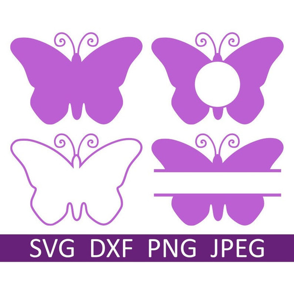 Butterfly SVG Bundle, Name Frame SVG, Monogram Frame SVG, Digital Download, Cut Files, Sublimation, Clipart (4 svg, dxf, png, jpeg files) - 1.jpg